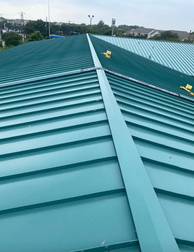 Green commercial metal roof ridge and valley for Metal Roof Repair in Towson